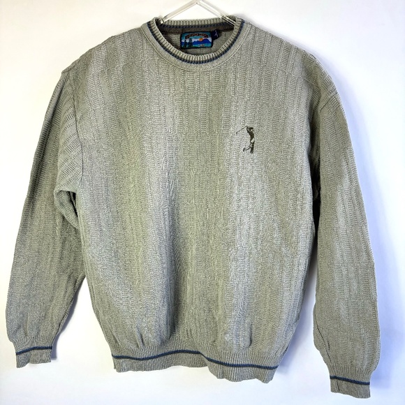 American Vintage Other - Vintage golf sweater mens L shaver lake Putty embroidered crewneck cotton tan